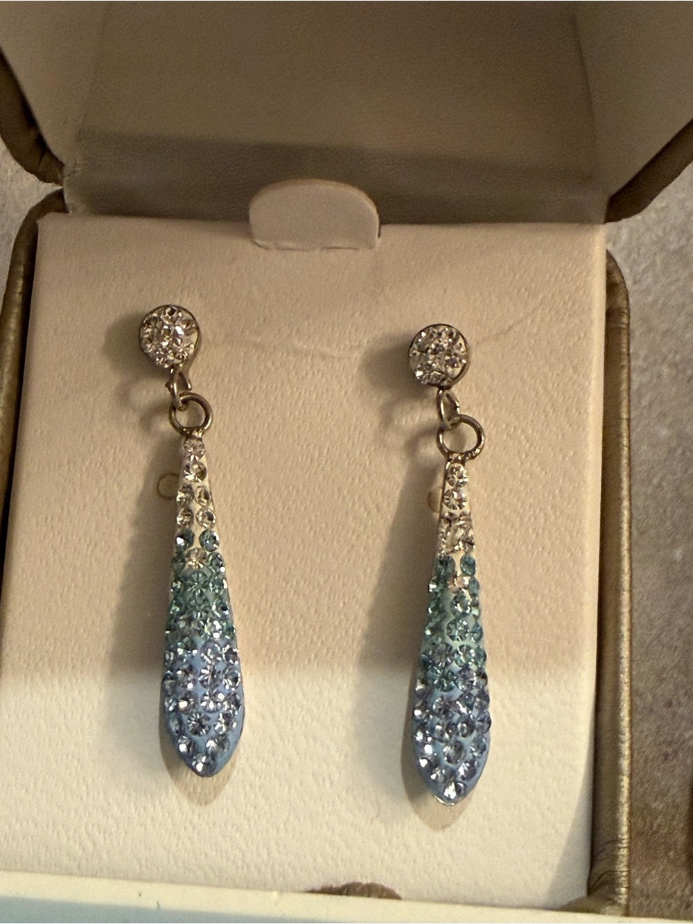 Kohl's Silver and Blue Ombre Teardrop Crystal Earrings